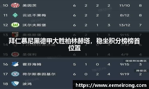 拜仁慕尼黑德甲大胜柏林赫塔，稳坐积分榜榜首位置