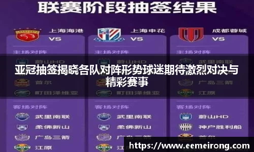 亚冠抽签揭晓各队对阵形势球迷期待激烈对决与精彩赛事